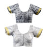 Women's Hand Printed Kota Doria Cotton Blend Saree Combo (Grey & Grey) - Image 7