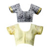 Women's Hand Printed Kota Doria Cotton Blend Saree Combo (Grey & Peach Yellow) - Image 5
