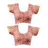 Women's Hand Printed Kota Doria Cotton Blend Saree Combo (Carrot-pink) - Image 4