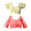 Women's Hand Printed Kota Doria Cotton Blend Saree Combo (Peach-yellow & Carrot-pink) - Image 8