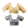 Women's Hand Printed Kota Doria Cotton Blend Saree Combo (Grey & Mustard) - Image 7