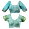 Women's Hand Printed Kota Doria Cotton Blend Saree Combo (Green & Blue) - Image 8