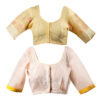 Women's Hand Printed Kota Doria Cotton Blend Saree Combo (Mustard & White) - Image 7