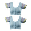 Women's Hand Printed Kota Doria Cotton Blend Saree Combo (Blue) - Image 4