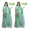 Women's Hand Printed Kota doria Cotton Blend Saree Combo (Green)