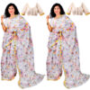 Women's Hand Printed Kota Doria Cotton Blend Saree Combo (White)