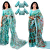 Women's Hand Printed Kota Doria Cotton Blend Saree Combo (Blue & Blue)